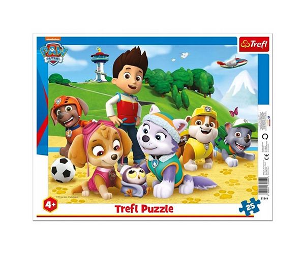 Paw Patrol Pe urmă 25 bucăți puzzle cu ramă - Trefl
