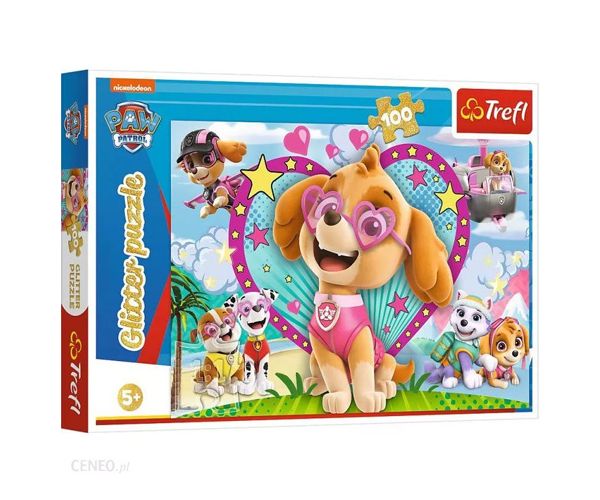 Paw Patrol: Skye strălucitor 100 bucăți puzzle cu sclipici - Trefl