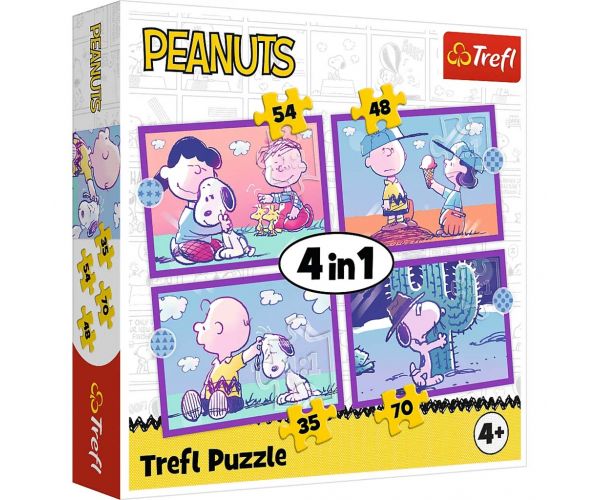 Peanuts Snoopy — Ziua câinelui, puzzle 4-în-1 35/48/54/70 piese - Trefl