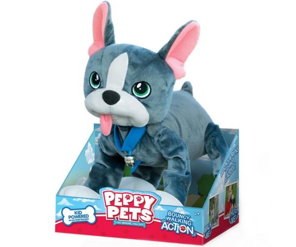 Peppy Pets: bulldog francez de pluș cu lesă, 28 cm