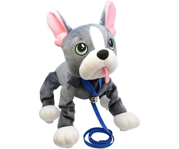 Peppy Pets: bulldog francez de pluș cu lesă, 28 cm