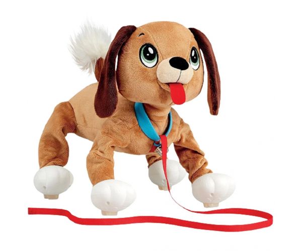 Peppy Pups: Cățel de pluș maro cu lesă 28 cm