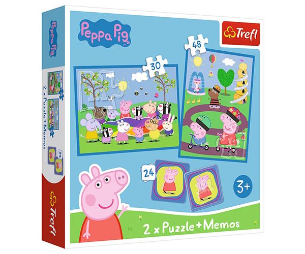 Peppa Pig 2 in 1 puzzle și joc de memorie - Trefl
