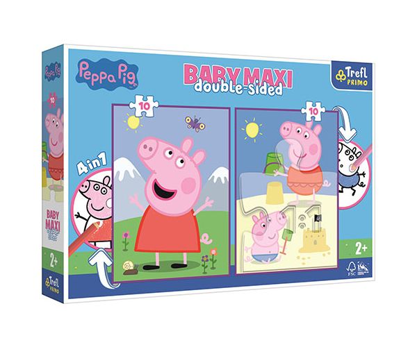 Peppa Pig cu două fețe 4 in 1 Baby Maxi puzzle 2x10 bucăți - Trefl
