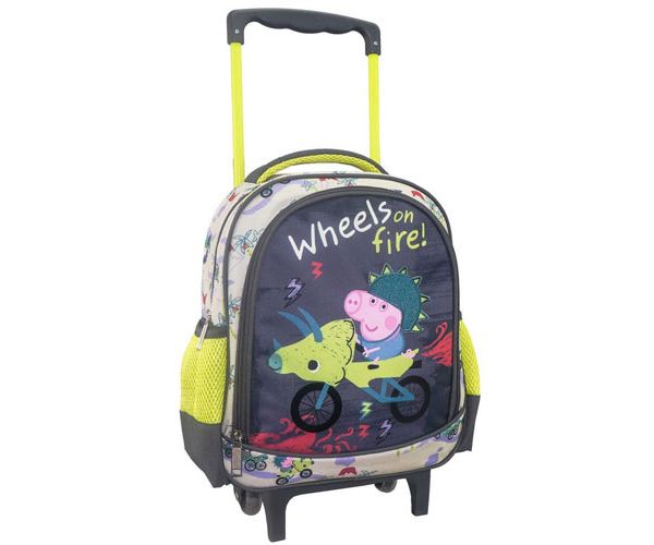 Peppa malac Wheels on fire gurulós ovis hátizsák 27x10x31cm