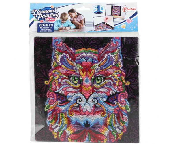 Pictură cu diamante: Set de pictură cu diamante cu pisică 20x20 cm