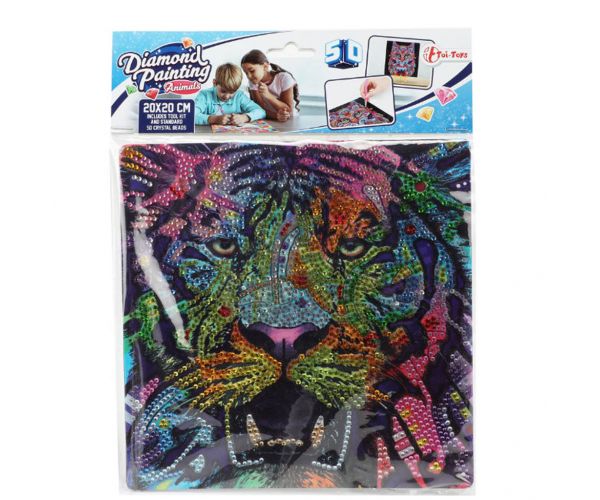 Pictură cu diamante: Set de pictură cu diamante cu tigru, 20x20 cm
