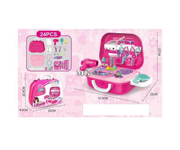 Pink 24 bucăți set înfrumusețare în valiză cu accesorii