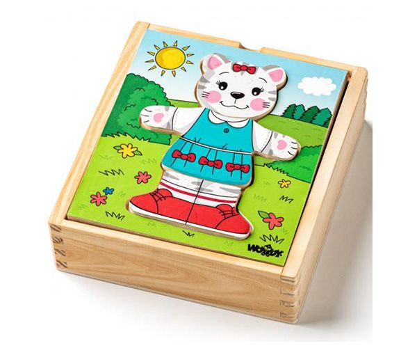 Pisică lemn puzzle 18 bucăți - Woodyland