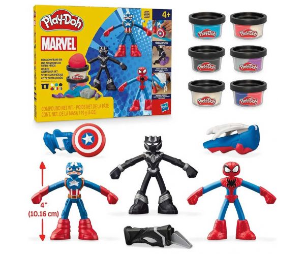 Play-Doh: Aventuri eroice Marvel - set de plastilină cu 3 figurine - Hasbro