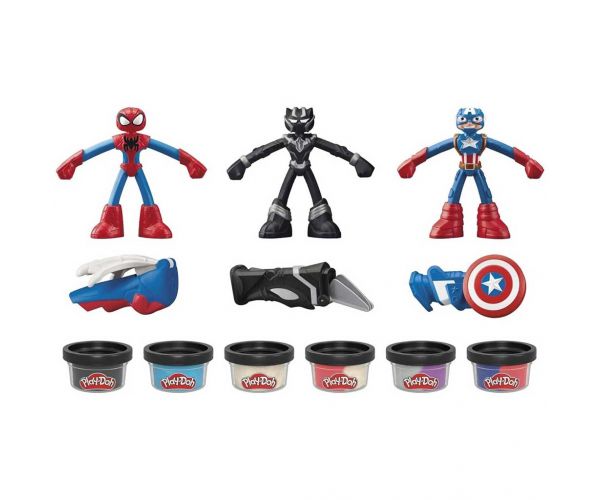 Play-Doh: Aventuri eroice Marvel - set de plastilină cu 3 figurine - Hasbro