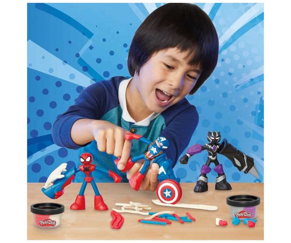 Play-Doh: Aventuri eroice Marvel - set de plastilină cu 3 figurine - Hasbro
