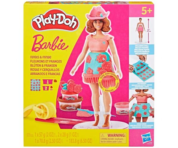 Play-Doh: Set de modelaj Barbie cu modele florale și franjuri - Hasbro