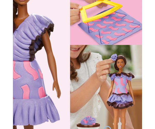 Play-Doh: Barbie Fashionista fodros ruhák gyurma szett babával - Hasbro