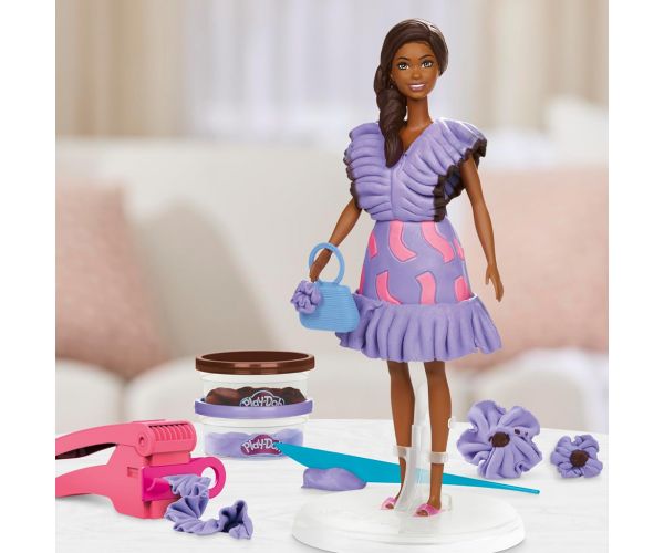 Play-Doh: Barbie Fashionista fodros ruhák gyurma szett babával - Hasbro
