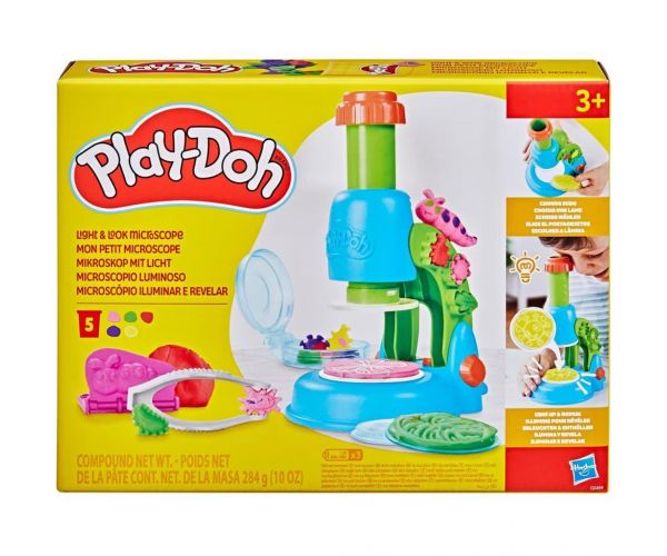 Play-Doh: Set de plastilină Wonder Glow cu microscop și elemente luminoase – Hasbro