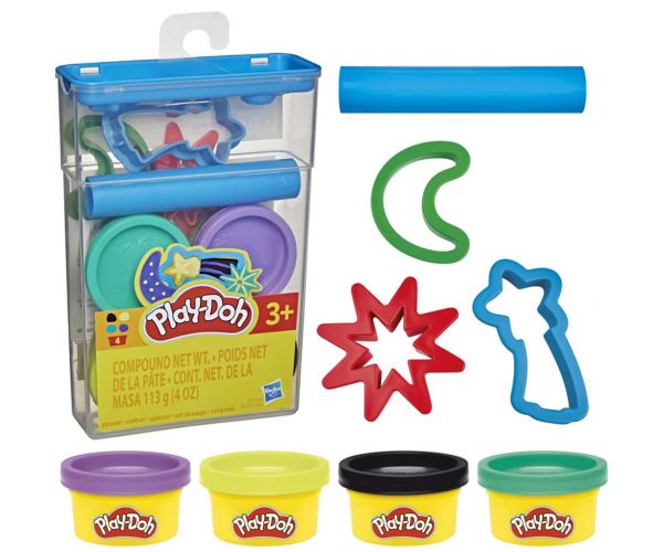 Play-Doh: Set de plastilină în cutie de depozitare – cu forme spațiale - Hasbro