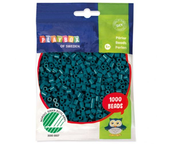PlayBox: 1000 de mărgele MIDI de 5 mm, termoadezive, culoare turcoaz închis