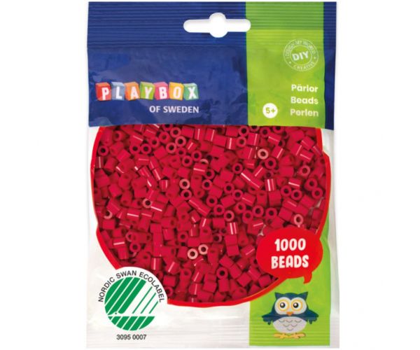 PlayBox: 1000 de mărgele MIDI de 5 mm, termocolante, culoare roșu zmeură