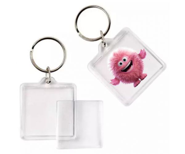 PlayBox: Breloc pătrat transparent 4x4cm 1buc