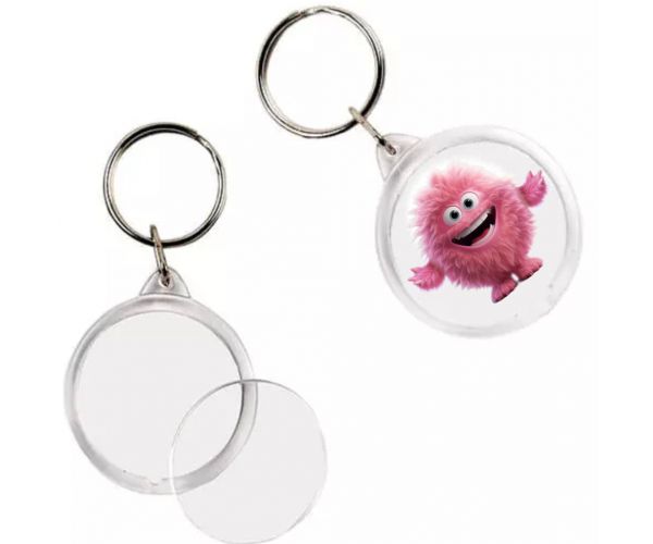 PlayBox: Breloc transparent rotund cu diametrul de 5 cm, 1 buc.