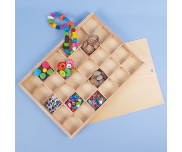 PlayBox: Fa csúszófedeles tárolódoboz 30 rekeszes
