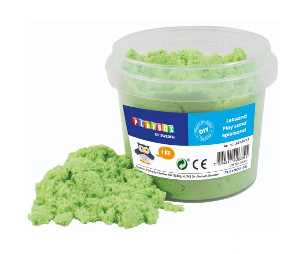 PlayBox: Găleată verde cu nisip kinetic de 1 kg