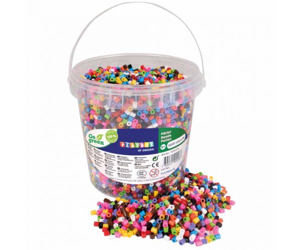 PlayBox: Go Green mărgele de călcat MIDI de 5mm, în culori mixte, în găleată de 5000 de bucăți.