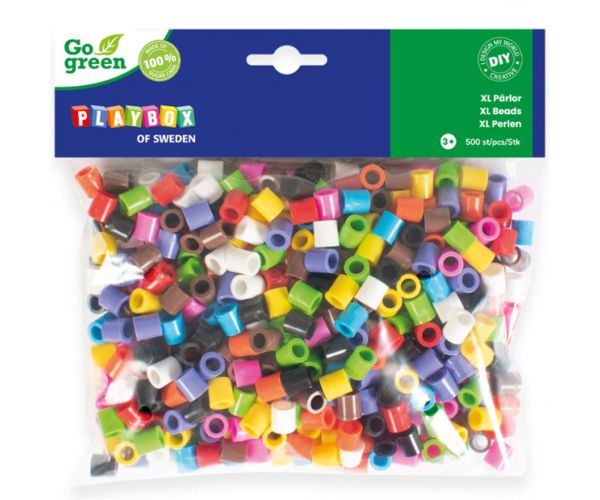 PlayBox: Go Green mărgele termoadezive XL MAXI de 9mm, set de 500 bucăți în culori vii