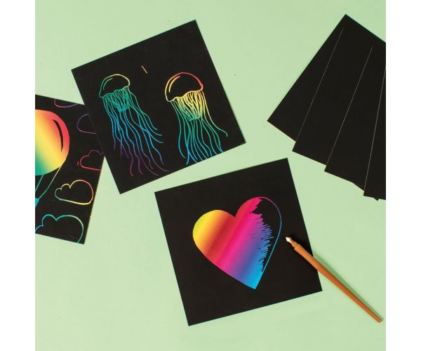 PlayBox: Hârtie ceruită neagră pentru zgâriat 15x15 cm, set de 10 bucăți
