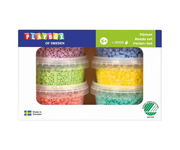 PlayBox: Mărgele MIDI de 5 mm care se pot călca, în 6 culori pastelate, 6000 bucăți