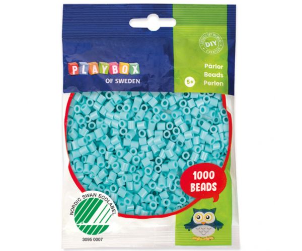 PlayBox: Mărgele MIDI de călcat, 5mm, 1000 bucăți, culoare turcoaz pastel.