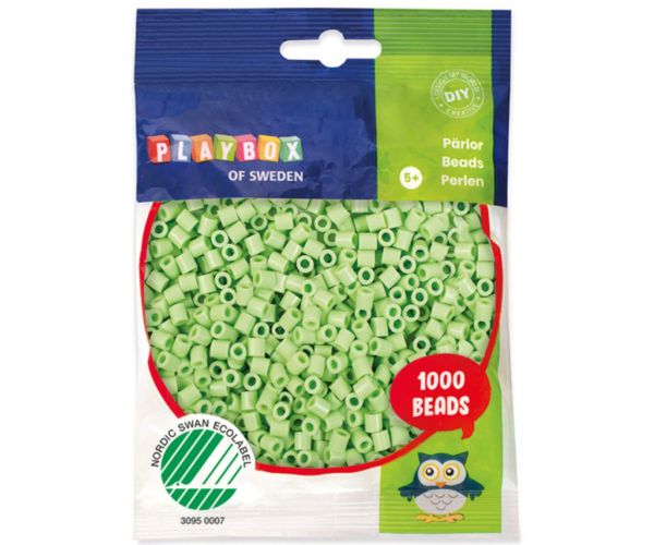 PlayBox: Mărgele MIDI de călcat, 5mm, 1000 bucăți, verde pastel