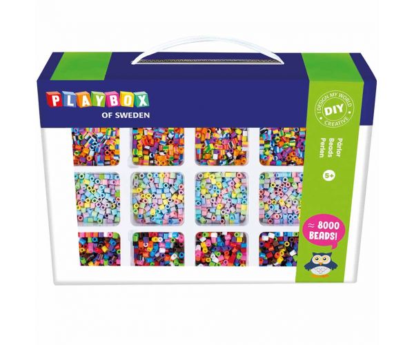PlayBox: Mărgele MIDI de călcat, 5mm, 12 culori, pachet de 8000 bucăți