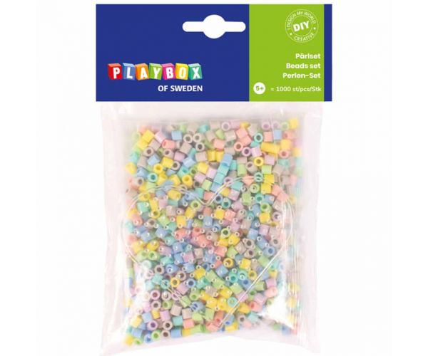 PlayBox: Mărgele MIDI de călcat de 5mm - Culori pastelate, pachet de 1000 bucăți