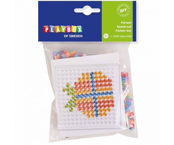 PlayBox: Mărgele MIDI de călcat de 5mm - Piese în dungi, pachet de 1000 bucăți