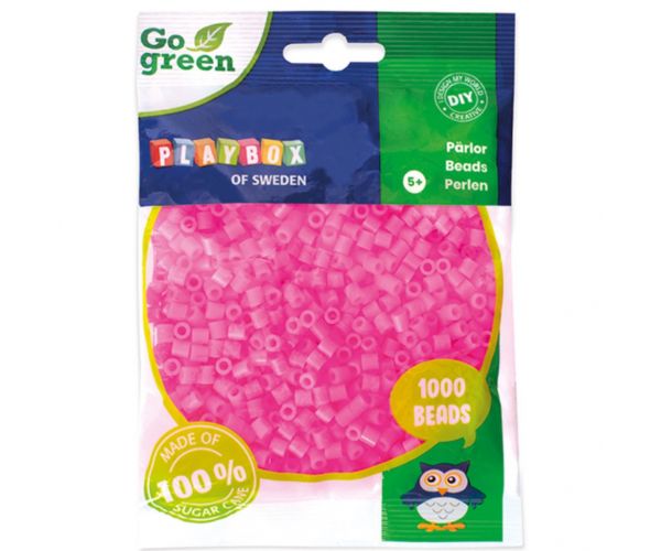 PlayBox: Mărgele MIDI de călcat, verzi, de 5mm, 1000 bucăți, culoare roz