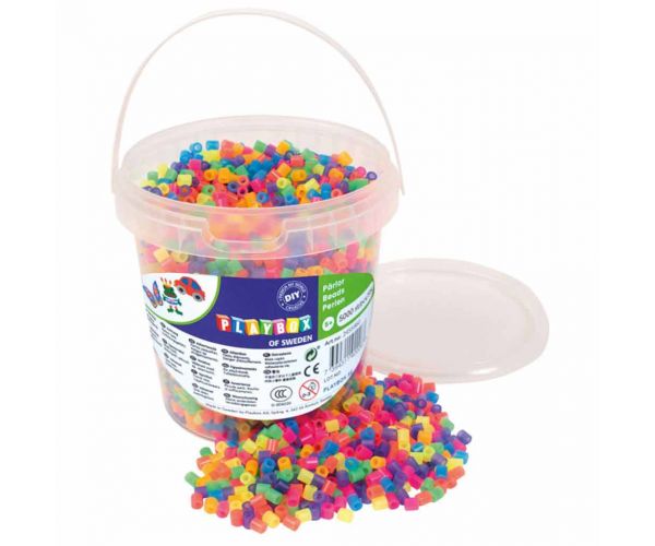 PlayBox: Mărgele de călcat MIDI, neon, 5 mm, în găleată, 5000 de bucăți