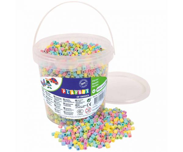 PlayBox: Mărgele de călcat MIDI, pastel, 5 mm, în găleată, 5000 de bucăți