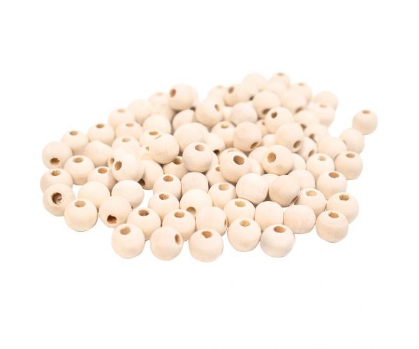 PlayBox: Mărgele din lemn natural de 10mm, pachet de 100 bucăți