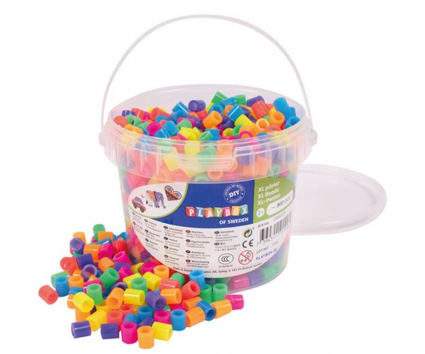 PlayBox: Mărgele termoadezive XL MAXI de 9 mm, culori neon, în găleată, pachet de 900 bucăți