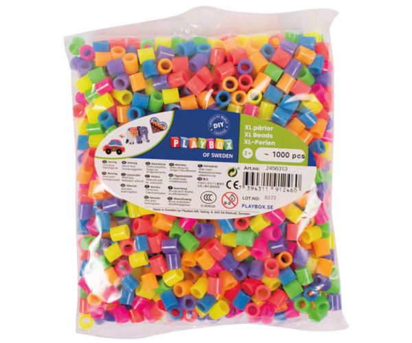 PlayBox: Mărgele termoadezive XL MAXI de 9 mm, culori neon, pachet de 1000 bucăți