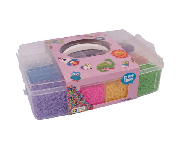 PlayBox: Mărgele termoadezive XL MAXI de 9 mm în 12 culori, în cutie de depozitare, 12000 bucăți