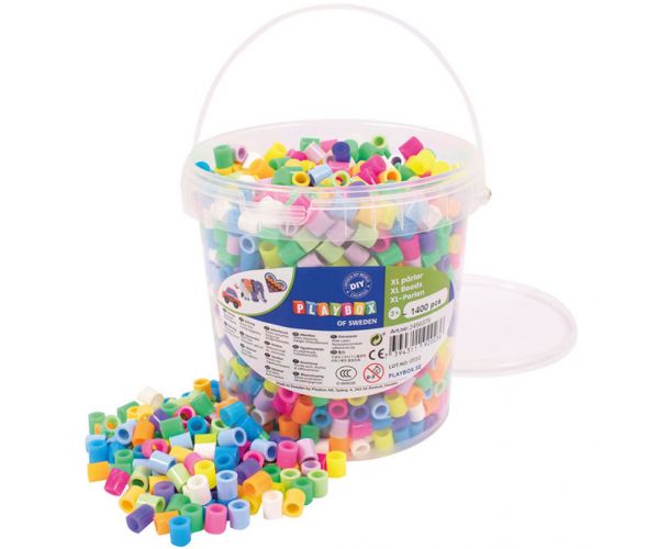 PlayBox: 9mm-es XL MAXI pasztell és neon színű vasalható gyöngyök vödörben 1400db-os csomag