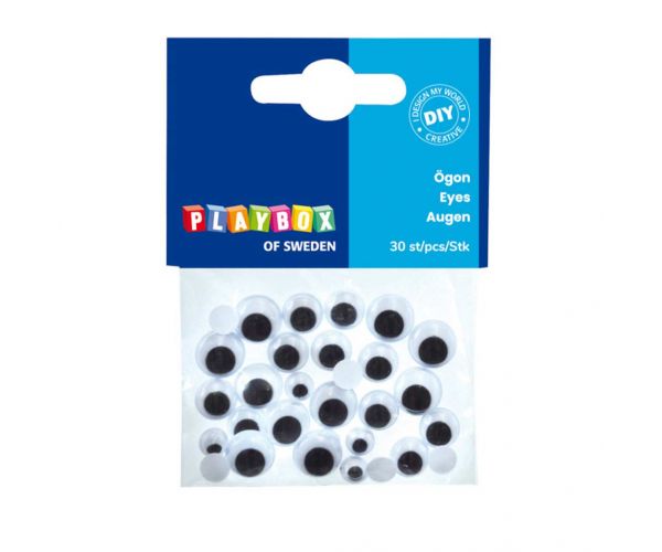 PlayBox: Ochi mobili alb-negru cu gene, în mai multe dimensiuni, 30 buc.
