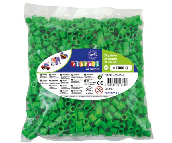 PlayBox: 9mm-es XL MAXI vasalható gyöngy 1000db-os csomag zöld színben