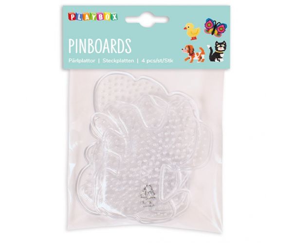 PlayBox: Pachet de plăci de bază cu animale pentru mărgele MIDI termoadezive de 5 mm, set de 4 bucăți