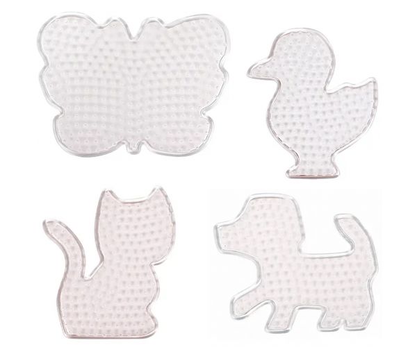 PlayBox: Pachet de plăci de bază cu animale pentru mărgele MIDI termoadezive de 5 mm, set de 4 bucăți