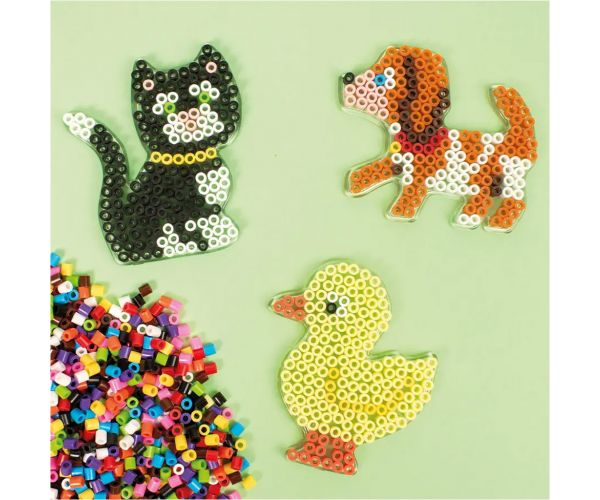 PlayBox: Pachet de plăci de bază cu animale pentru mărgele MIDI termoadezive de 5 mm, set de 4 bucăți