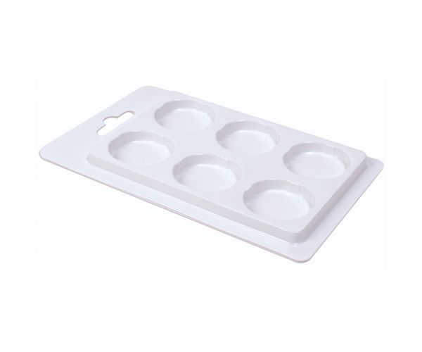 PlayBox: Paletă de pictură goală cu 6 locuri pentru discuri de 30mm, set de 6 bucăți.